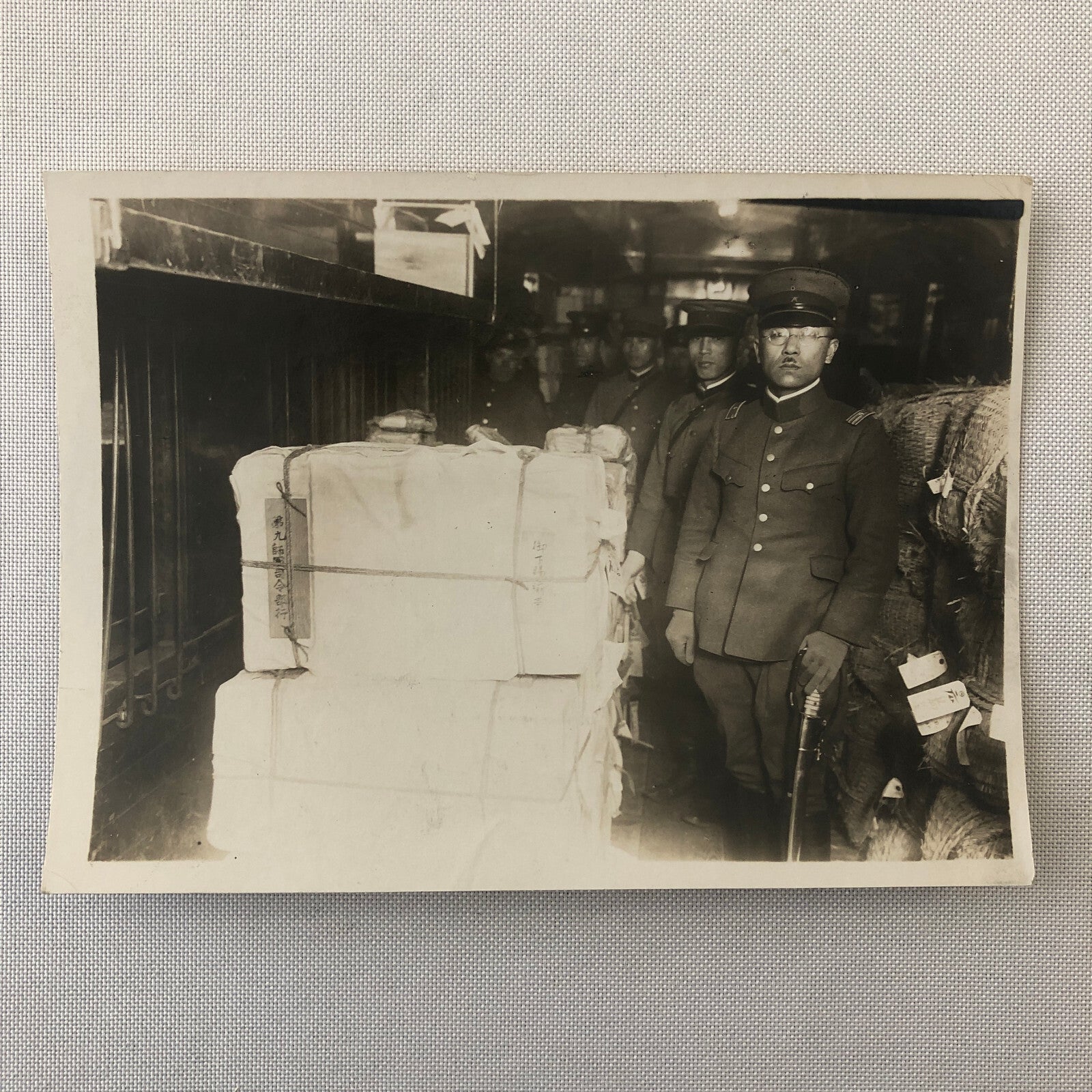 Press Photo Photograph Japanese Men in Uniform Military Ship ? 1932