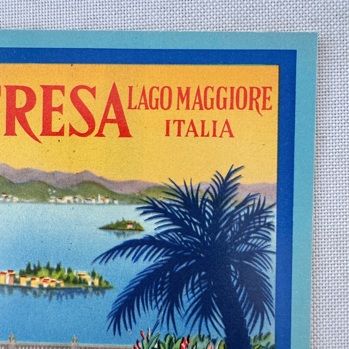 Vintage Hotel Travel Luggage Label Regina Palace Stresa Lago Maggiore Italy