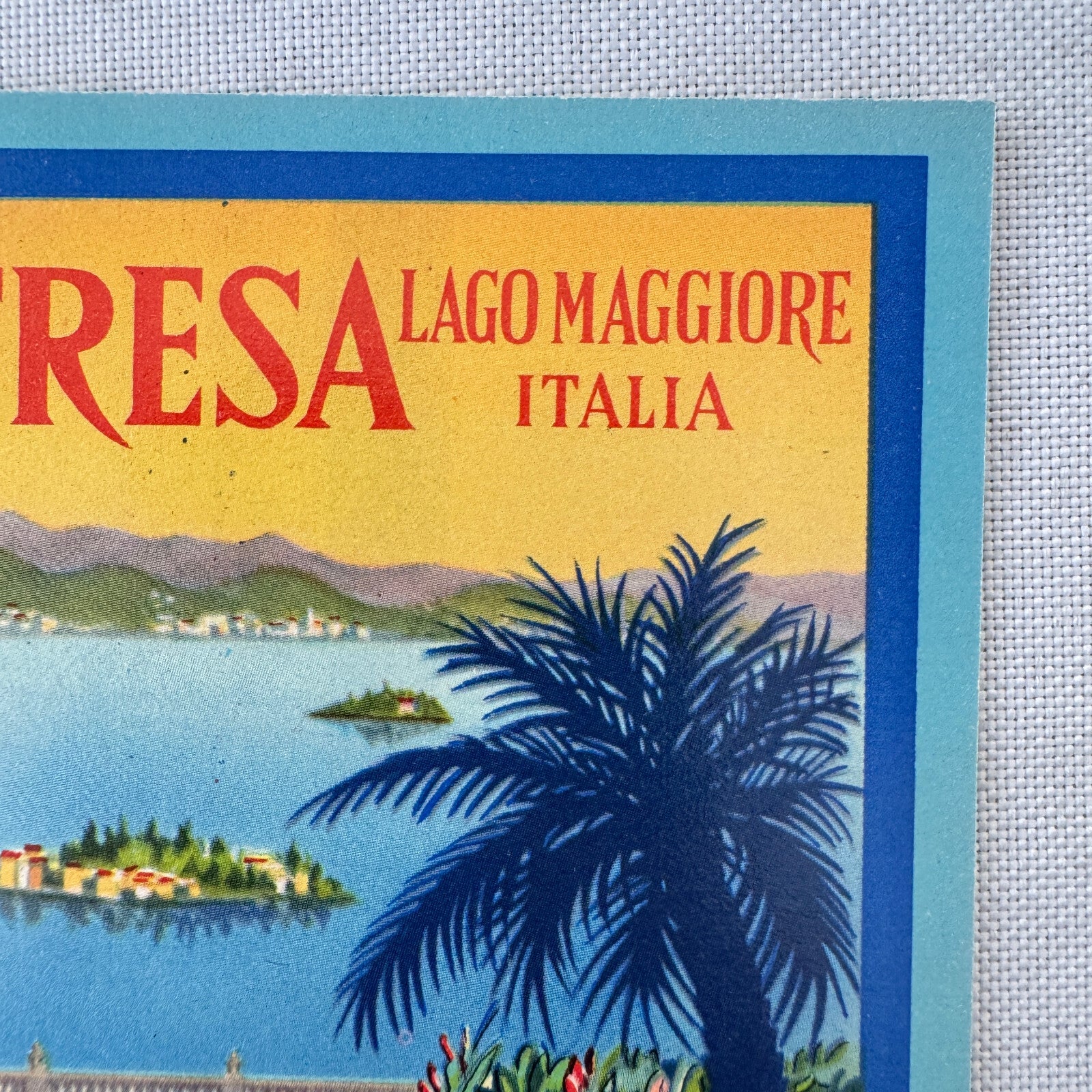 Vintage Hotel Travel Luggage Label Regina Palace Stresa Lago Maggiore Italy