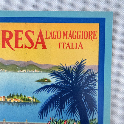 Vintage Hotel Travel Luggage Label Regina Palace Stresa Lago Maggiore Italy