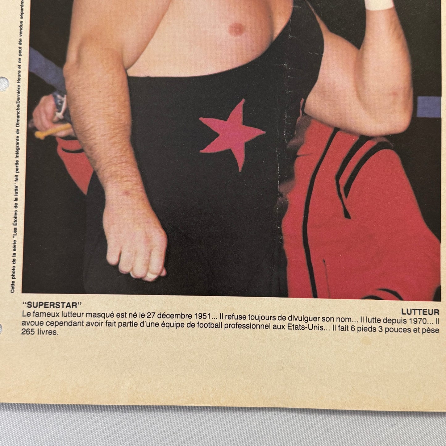 Vintage Wrestling Print Insert Masked Wrestler Superstar 1983