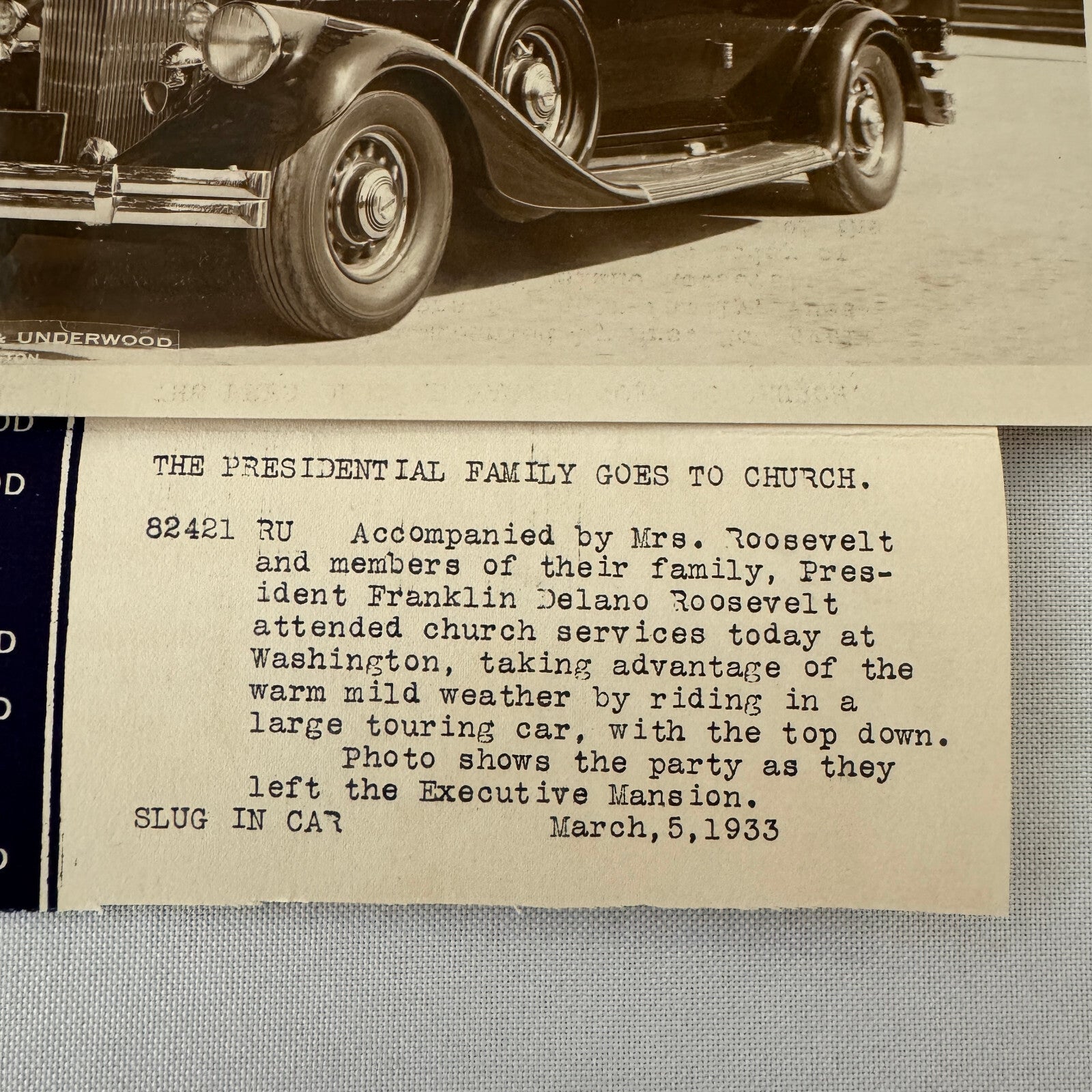 Press Photo Photograph Pierce Arrow Car Automobile President Franklin Roosevelt