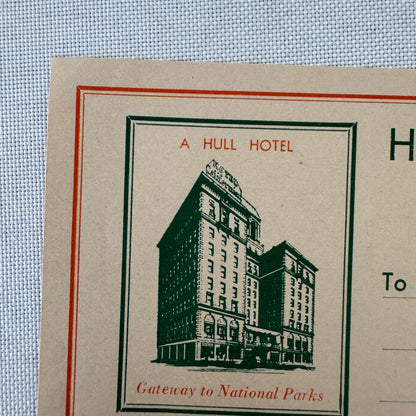 Vintage Hotel Travel Luggage Label Hotel Californian Fresno California CA