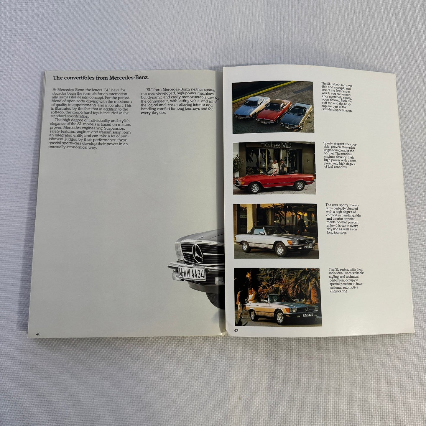 Mercedes Benz Car Brochure 280SL 500 SL 380 SL 280CE 200T 240D 300D 190D 190 250
