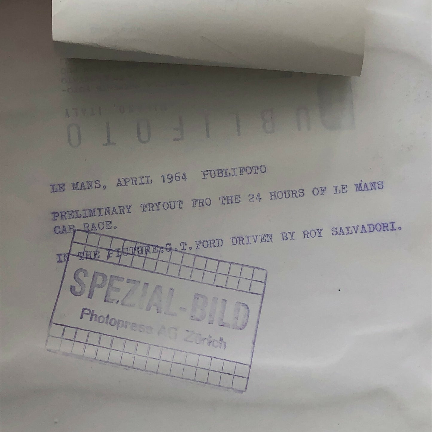 Vintage 1964 Ford GT40 LeMans Racing Press Photo Photograph Publifoto
