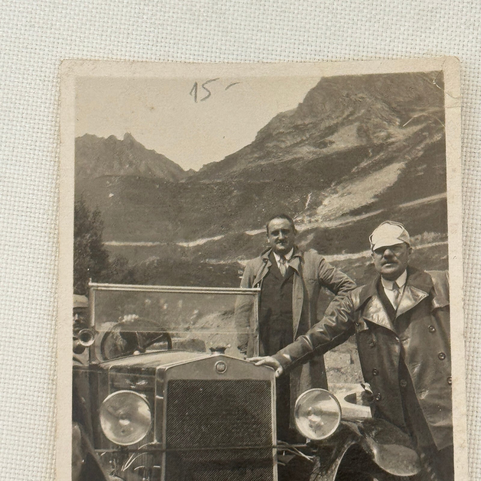 Vintage Photo Photograph Print Men with Early Automobile Antique