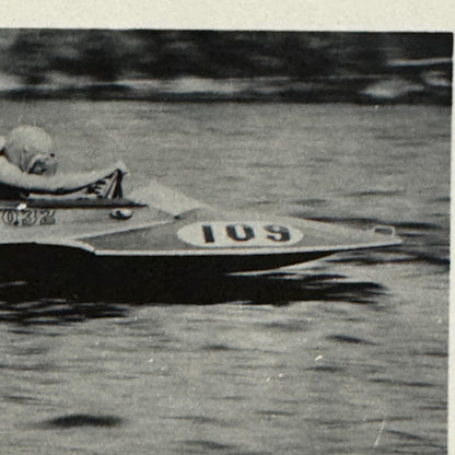 Vintage Motor Boat Racing Christmas Card Motorboat Hydroplane Photo Card