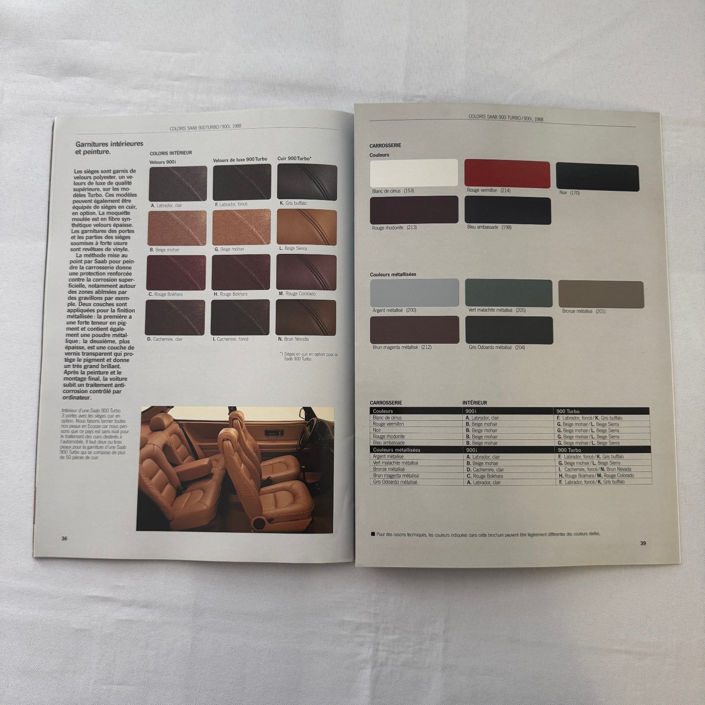 1988 Saab 900i 900 Turbo Car Sales Brochure Catalog Vintage FRENCH European