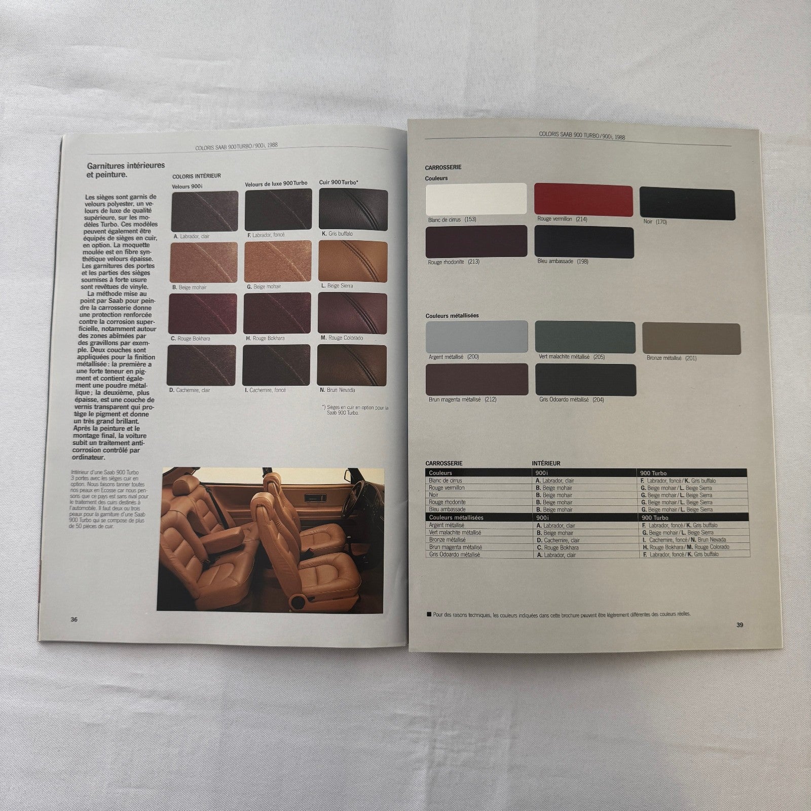 1988 Saab 900i 900 Turbo Car Sales Brochure Catalog Vintage FRENCH European