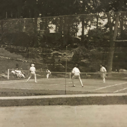 Antique Glass Plate Lantern Slide Photo Tennis Players on Court