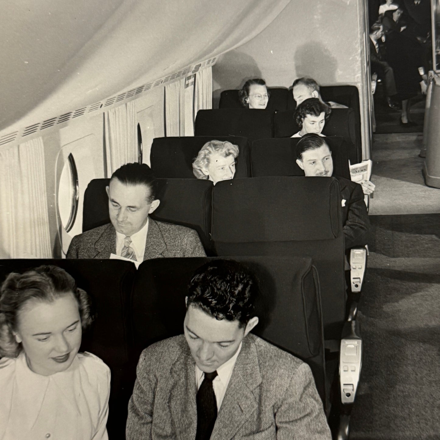 BOAC Airline Boeing Stratocruiser Interior Vintage Press Photo Photograph