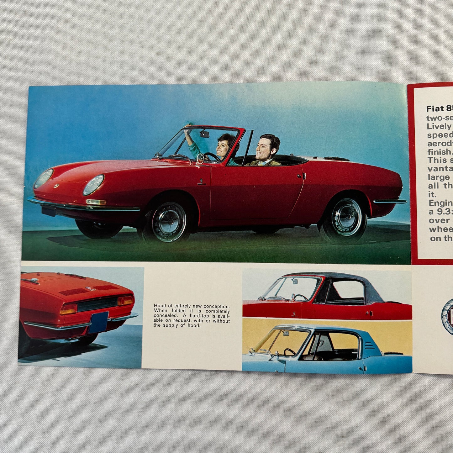 Fiat 850 Spider Convertible Roadster Car Sales Brochure Catalog Canadian Vintage