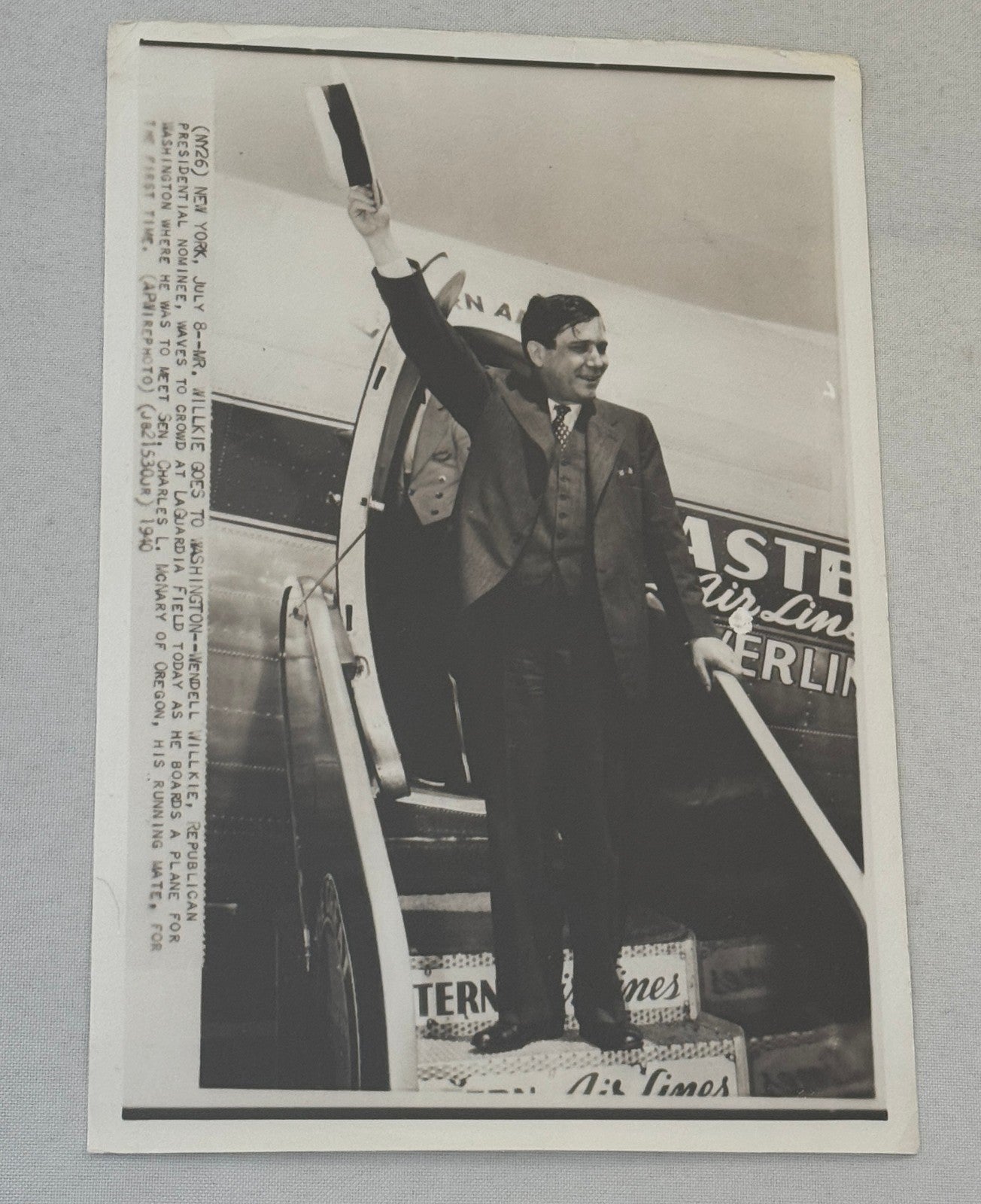 Vintage Press Photograph Wendell Wilkie Republican Presidential Nominee Photo