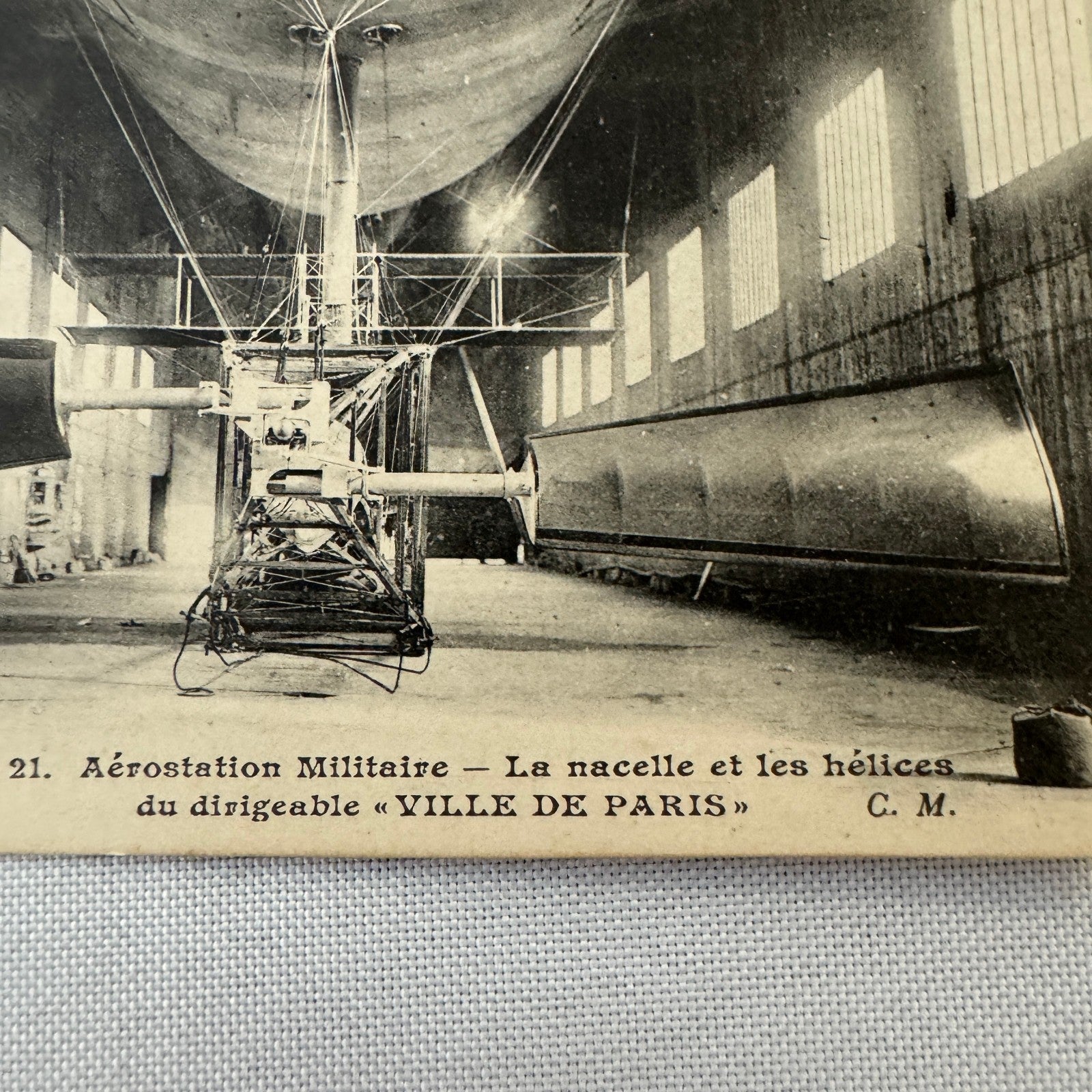 Vintage Zeppelin Airship Dirigible Postcard Post Card French Militay Paris