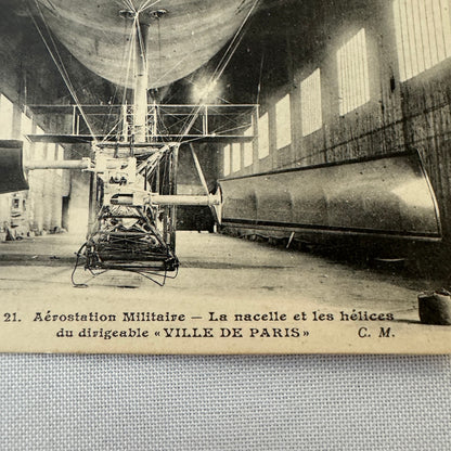 Vintage Zeppelin Airship Dirigible Postcard Post Card French Militay Paris
