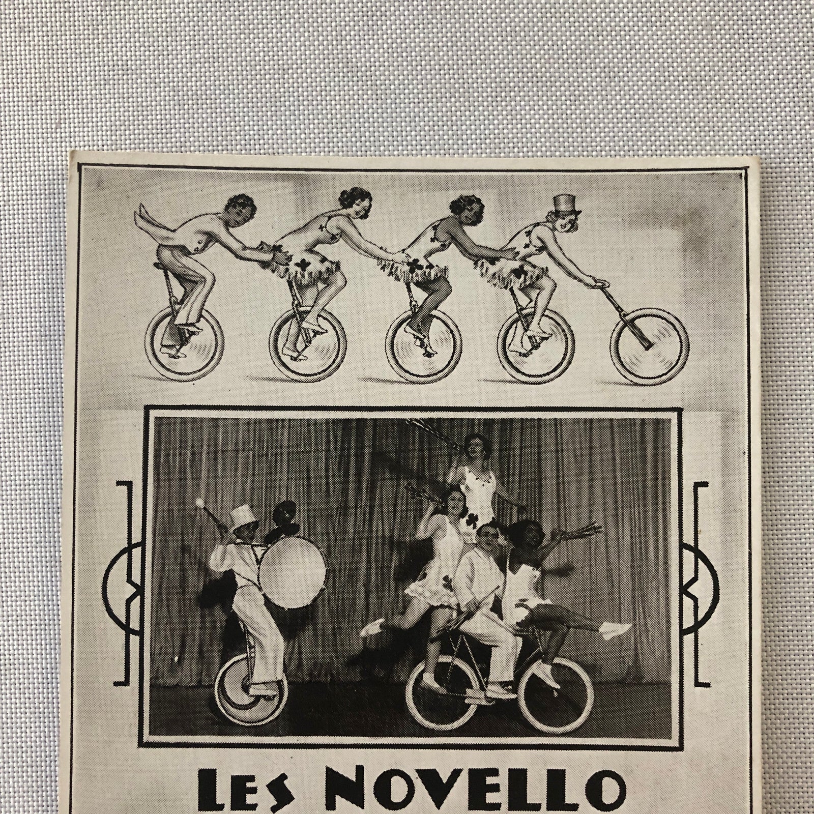 Circus Bicycle Performer Vintage Postcard Post Card Lot of 2 Les Novello French
