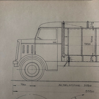 1936 Coachbuilder Truck Design Blueprint Rendering Blue Print 