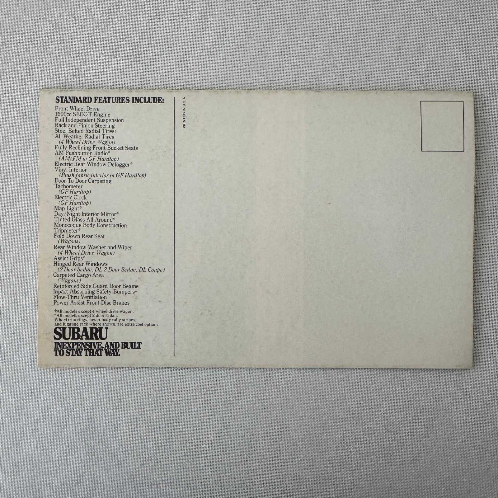 Vintage Subaru Car Sales Brochure Catalog GF Hardtop DL Wagon Sedan Automobile