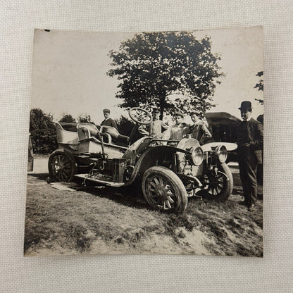 Vintage Photo Photograph Print People with Early Automobile Car Jalopy Wrecked