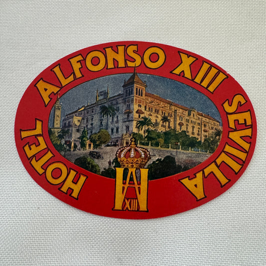 Vintage Hotel Alfonso XIIII Sevilla Spain Travel Luggage Label