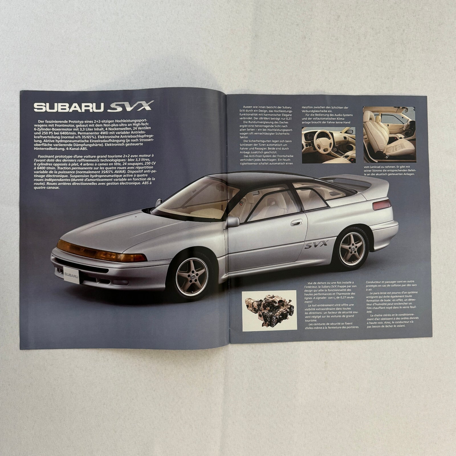 1990 Subaru Car Sales Brochure Catalog SVX Legacy SRD Concept Car GERMAN FRENCH