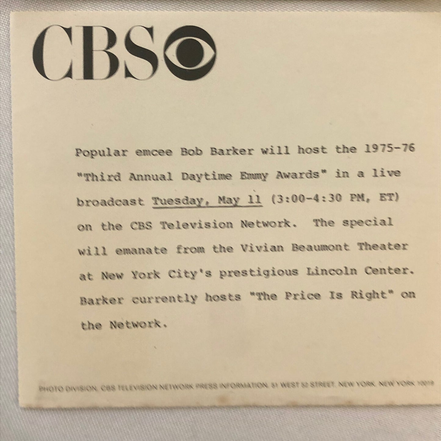 Bob Barker The Price is Right CBS Televsion Emmy Award Press Photo Photograph