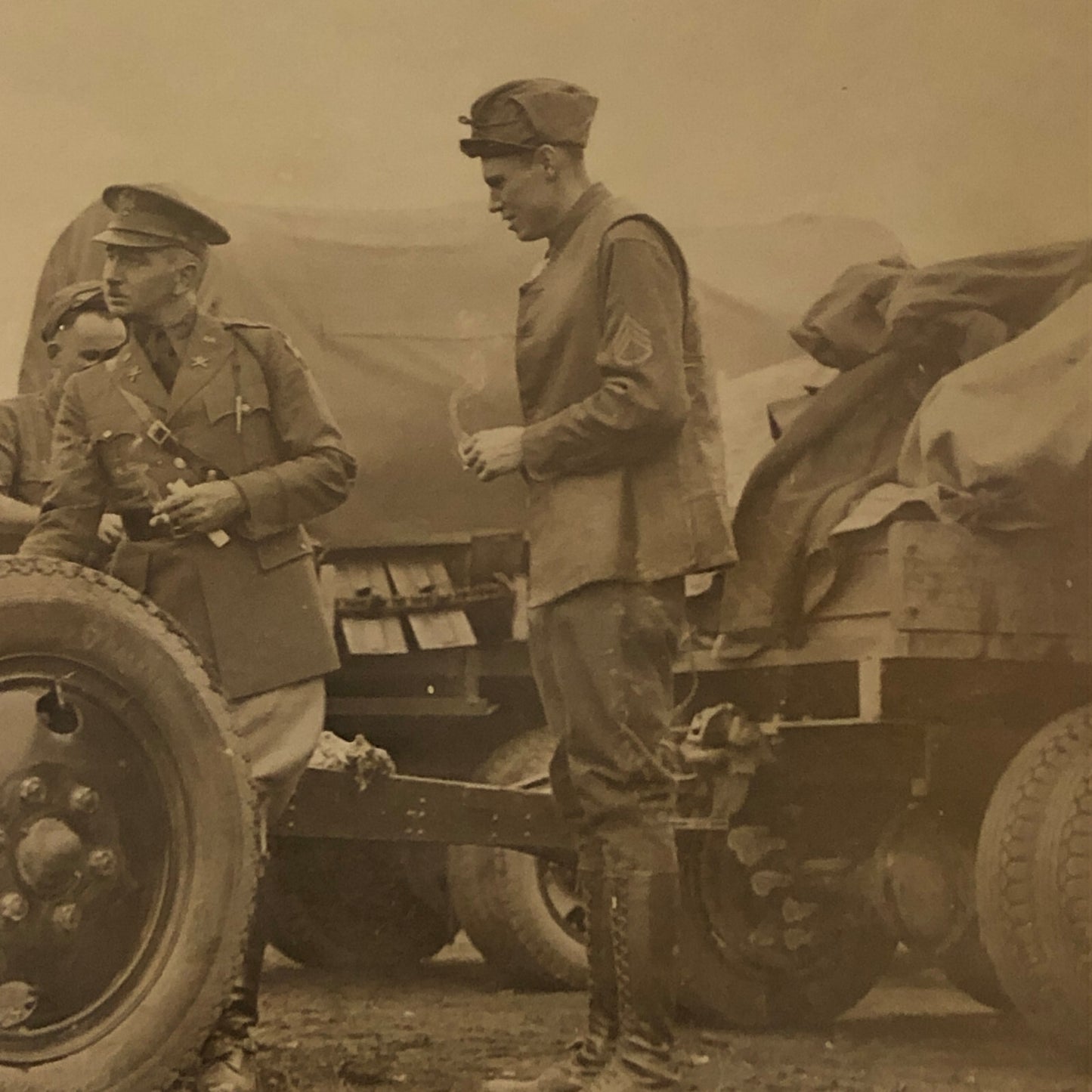 Press Photo Photograph Army First Motorized Artillery Ford Truck Military 1933
