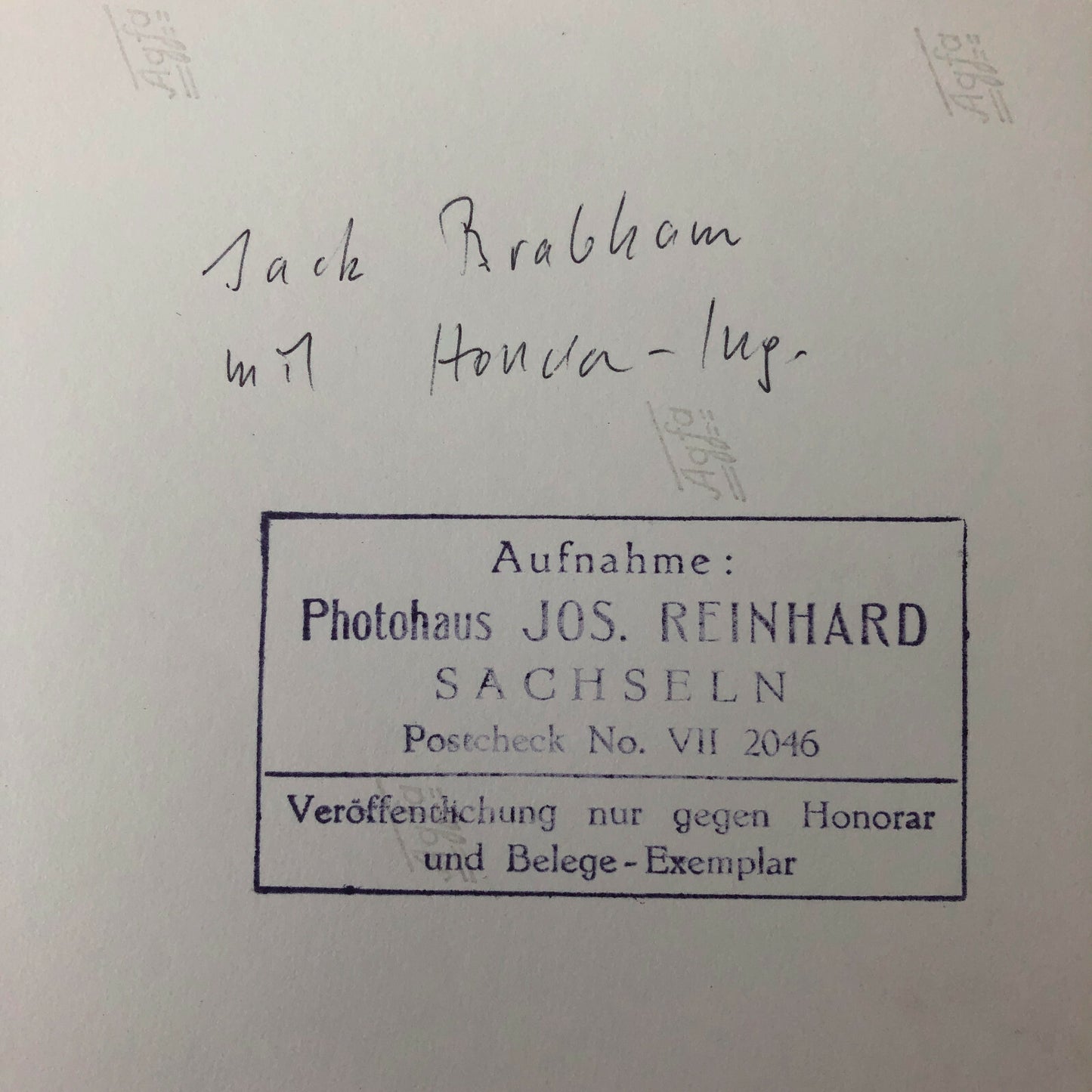 Vintage 1960s Honda Racing Photo Lot of 2 Jack Brabham with Yoshio Nakamura 