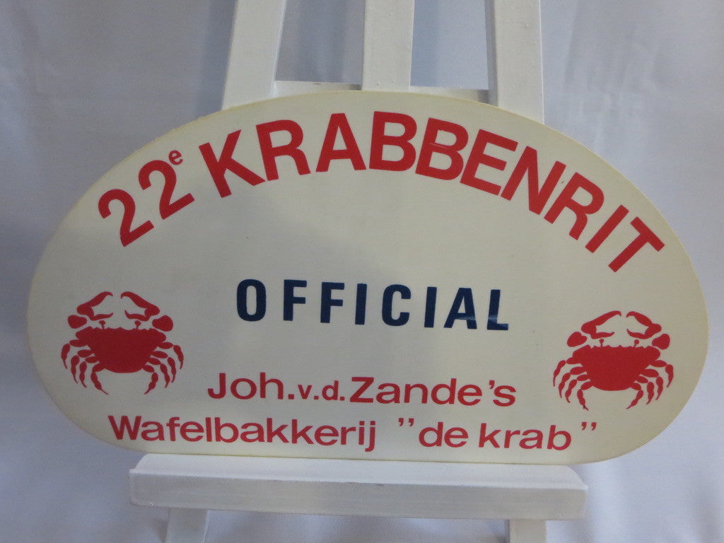Vintage 22e Krabbenrit Official Car Club Rally Plate Plaque Sign Rallye Crab