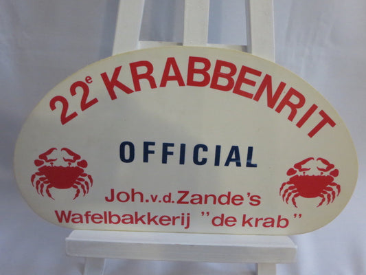 Vintage 22e Krabbenrit Official Car Club Rally Plate Plaque Sign Rallye Crab