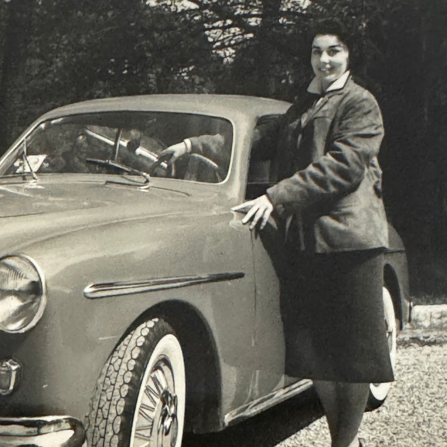 Woman with Beautiful Car Automobile Photo Photograph Italian Fiat 1100 Vignale