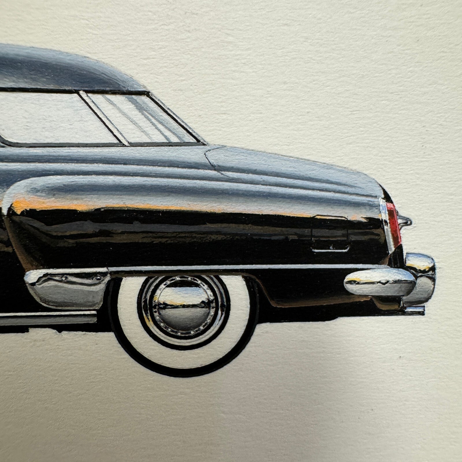 1950 Studebaker Commander Car Illustration Art Drawing Vintage Miniature
