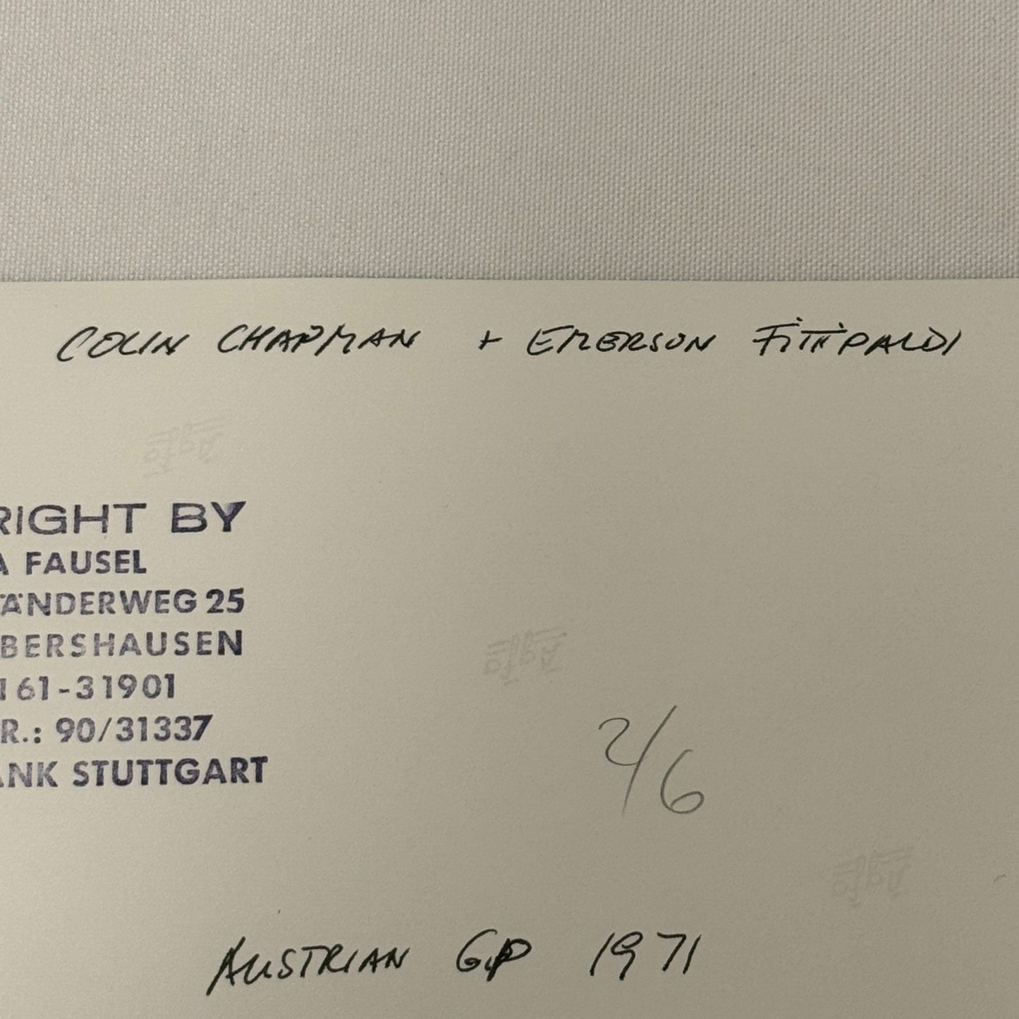 Vintage Racing Photo 1971 Austrian Grand Prix Emerson Fittipaldi Colin Chapman