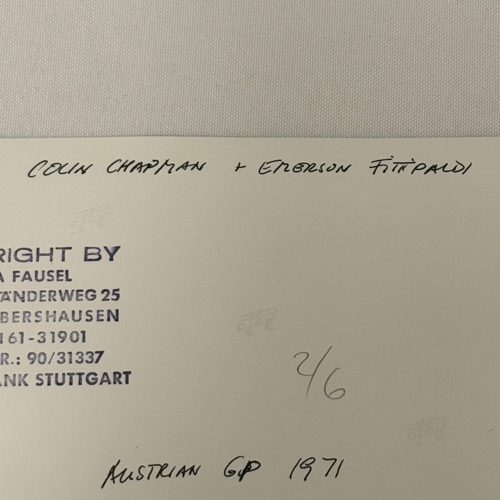 Vintage Racing Photo 1971 Austrian Grand Prix Emerson Fittipaldi Colin Chapman