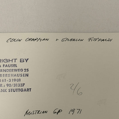 Vintage Racing Photo 1971 Austrian Grand Prix Emerson Fittipaldi Colin Chapman