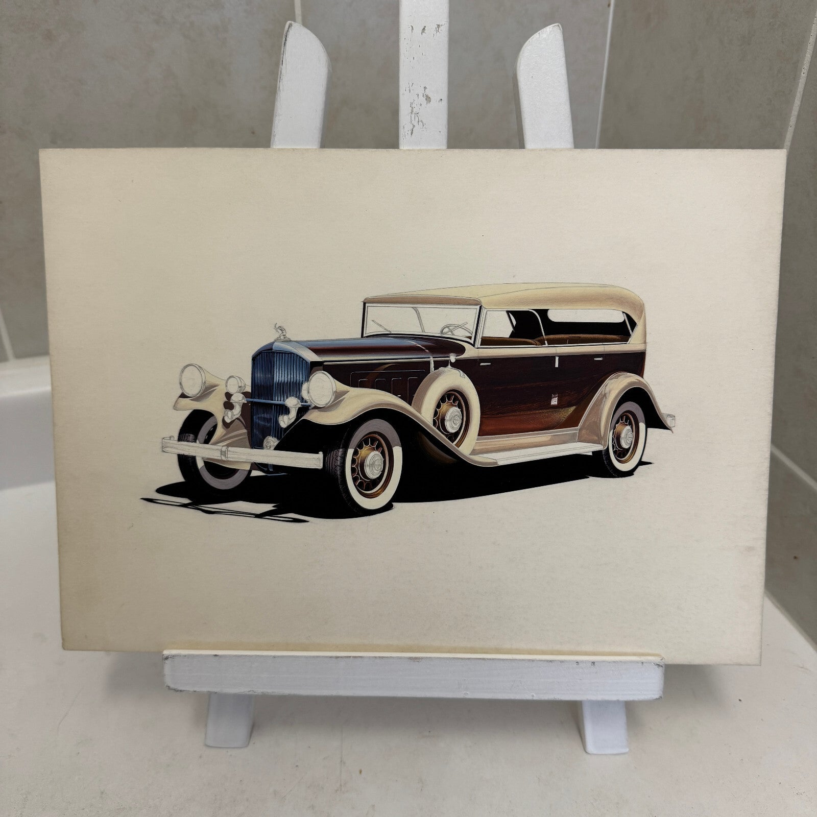 Vintage Pierce Arrow Car Automobile Illustration Art Drawing Hand Drawn