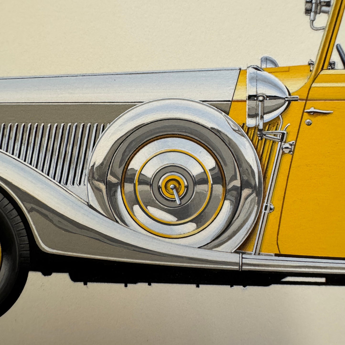 1934 Rolls Royce Phantom II Coachbuilder Cabriolet Car Illustration Art Drawing