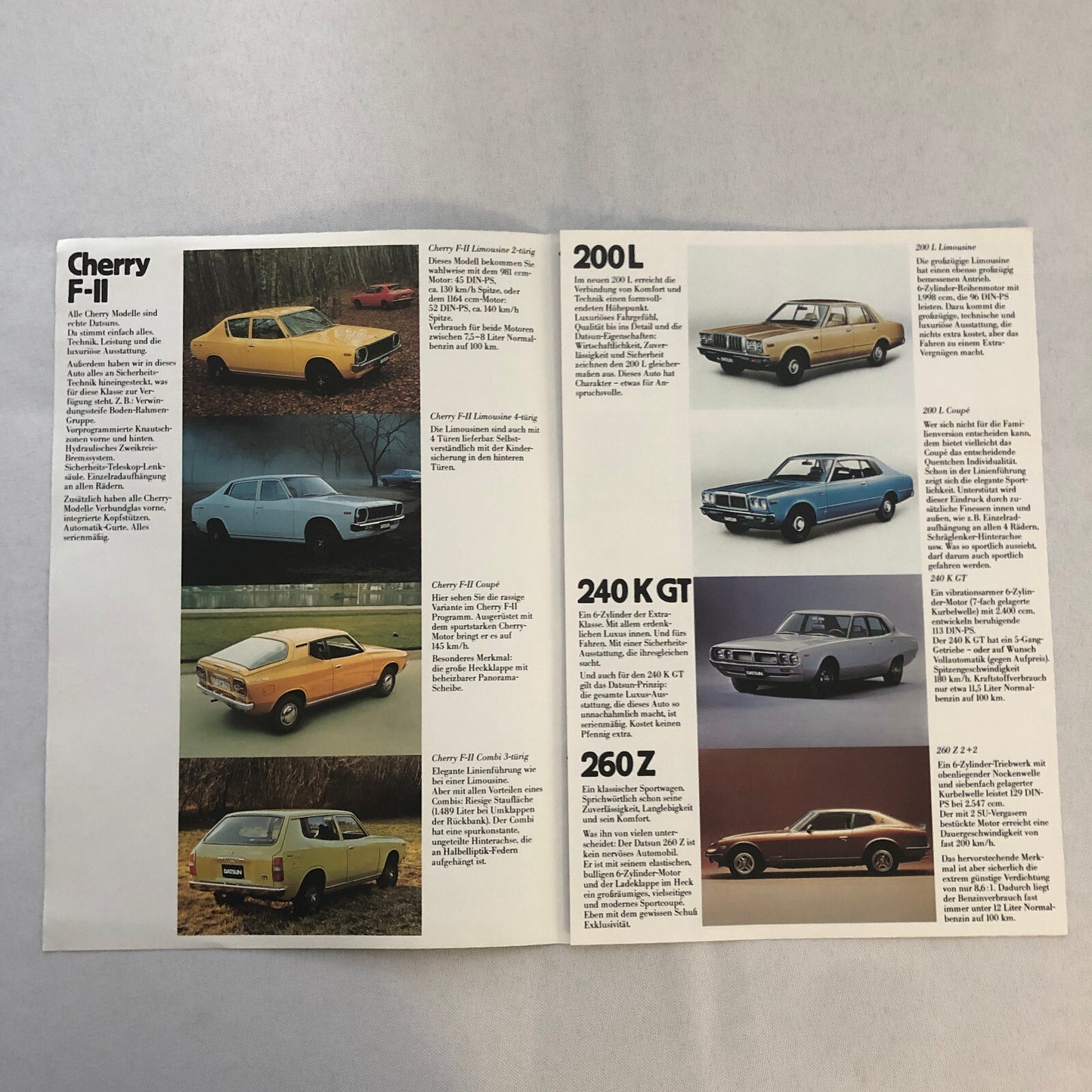 1977 Nissan Car Sales Brochure GERMAN TEXT 260Z 260 Z 200 Cherry 180 160 120 +