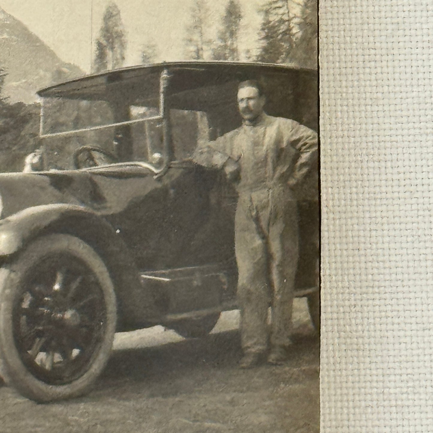 Vintage Photograph People with Antique Car Early Automobile