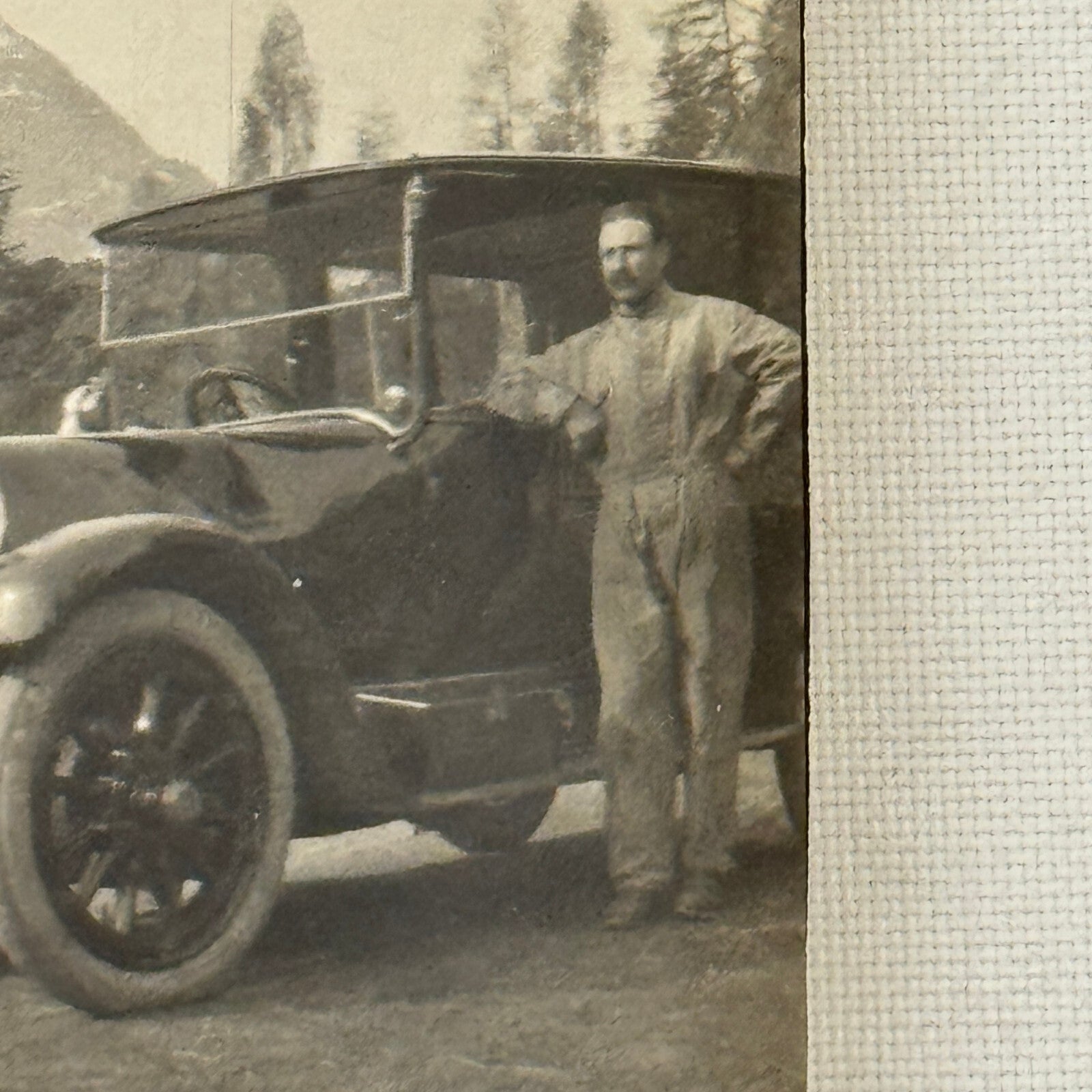 Vintage Photograph People with Antique Car Early Automobile