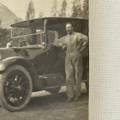 Vintage Photograph People with Antique Car Early Automobile