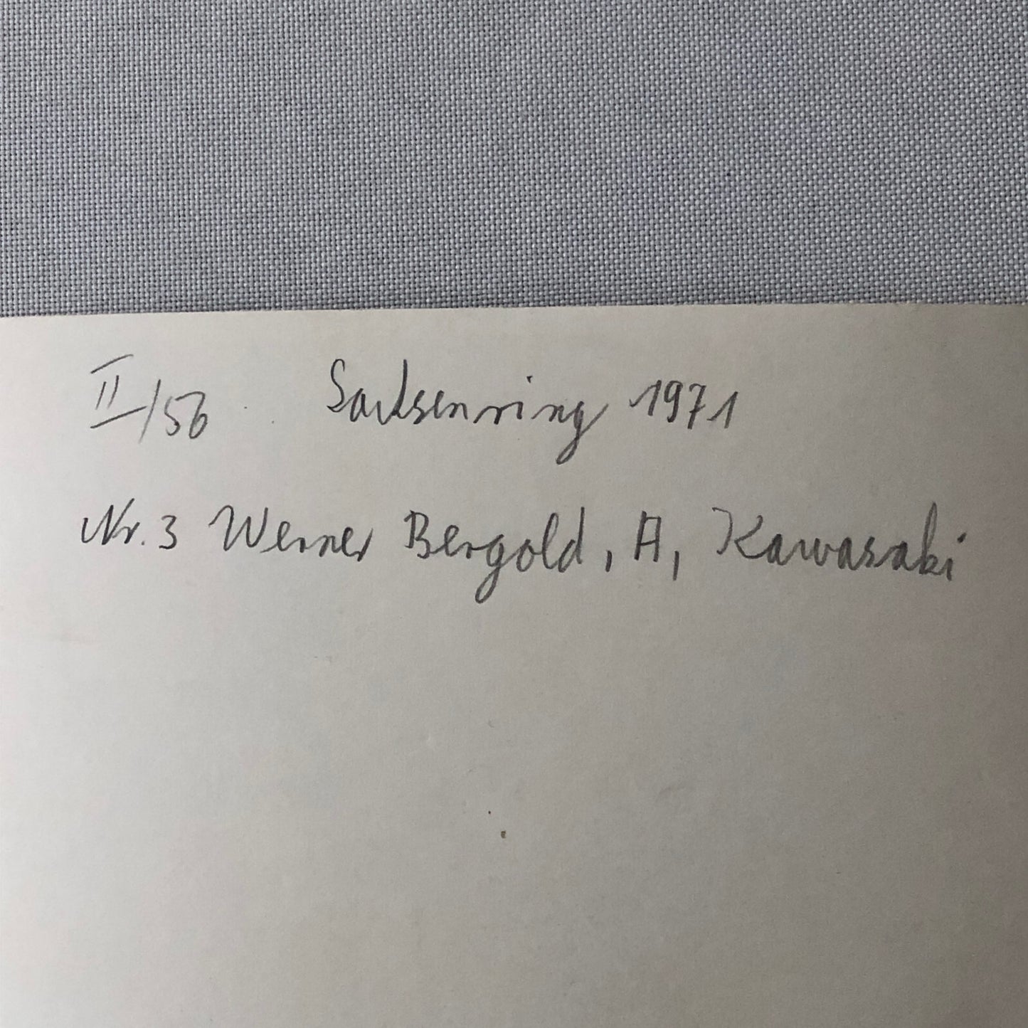 Vintage Motorcycle Racing Photo photograph Rider Werner Bergold Kawasaki 1971