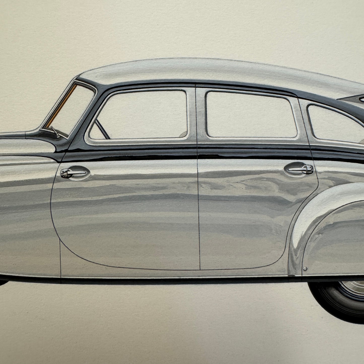 1933 Pierce Arrow Silver Arrow Car Illustration Art Drawing Hand Drawn