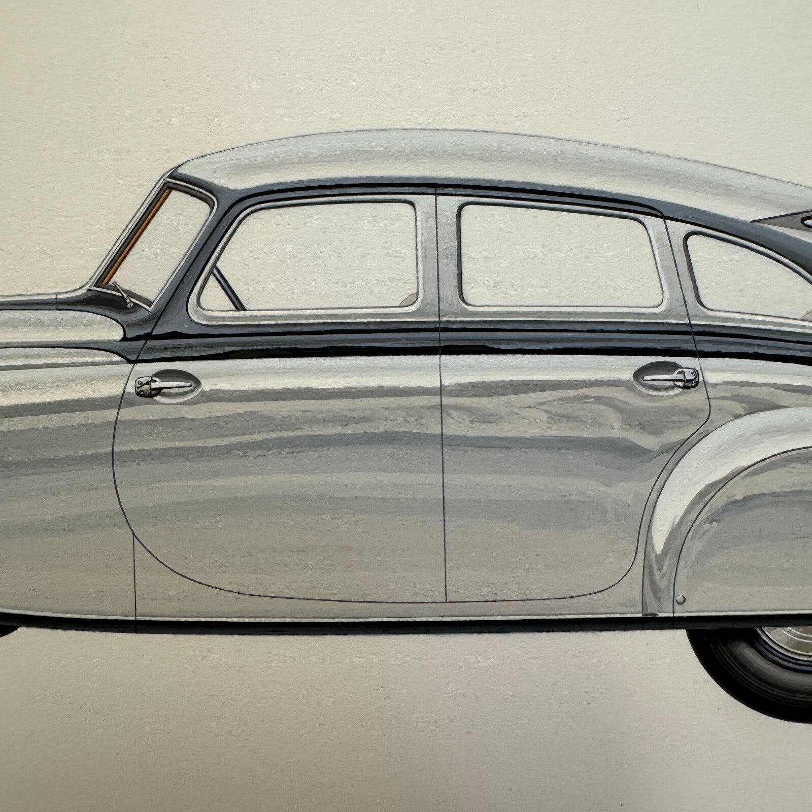 1933 Pierce Arrow Silver Arrow Car Illustration Art Drawing Hand Drawn