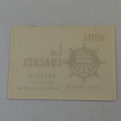 Vintage Hotel Travel Luggage Label Hotel La Fragata Calella Spain Espana
