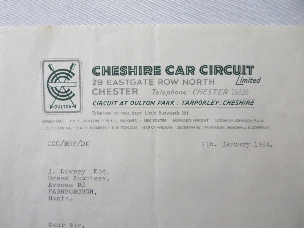 1964 Cheshire Car Circuit Race Track UK Oulton Park - Joseph Lowrey Motor Sport