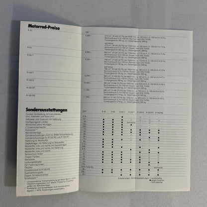 1979 BMW Motorcycle Price and Options Brochure Catalog R65 R100 R80 R45 GERMAN