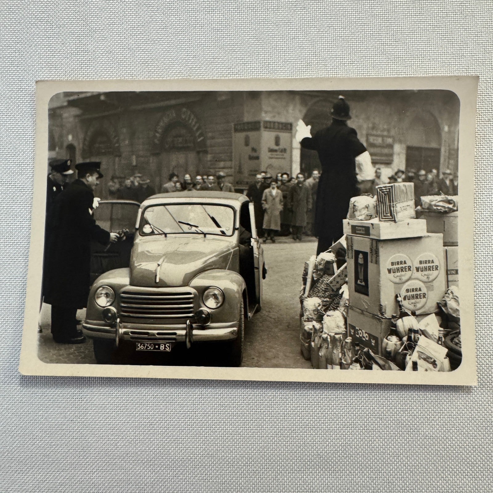 Vintage Real Photo Postcard Post Card RPPC Car Automobile Italian Birra Wuhrer