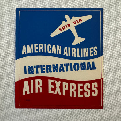Vintage American Airlines International Air Express Shipping Luggage Label