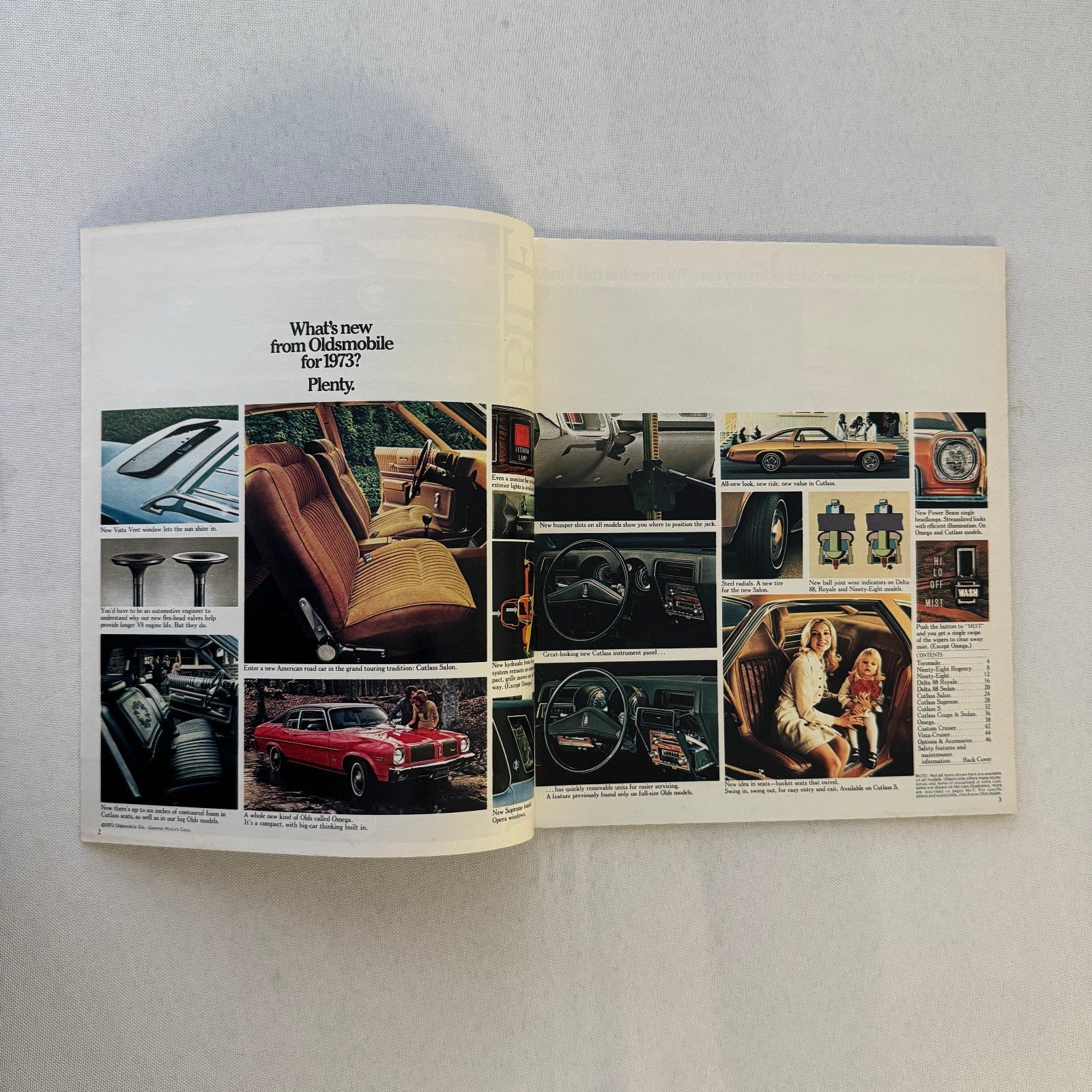 1973 Oldsmobile Sales Brochure Cutlass Supreme Omega Toronado Delta 88 Vintage